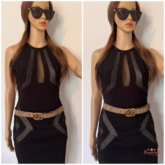 Authentic GUCCI Brown Monogram Canvas Gold double G Buckle Belt 85/34 - Picture 10 of 13